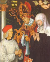 Gabriel von Eyb, Bishop of Eichstätt, with Saints Willibald and Walburga